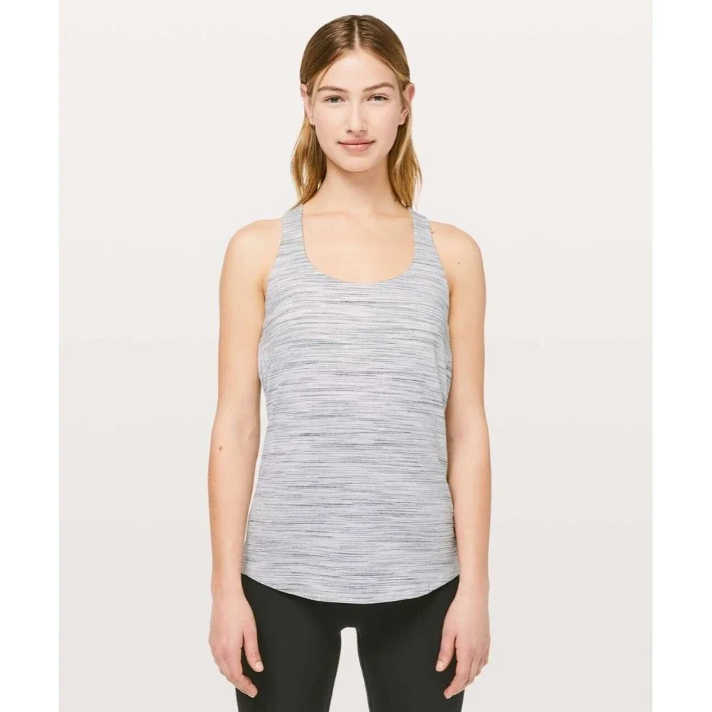 Lululemon Slay The Studio 2-In-1‎ Tank Women's Size 4 Gray Lime Green Strappy